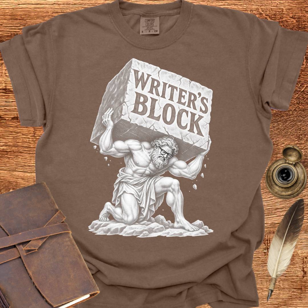 Atlas with Writer's Block - Writing T-shirt
