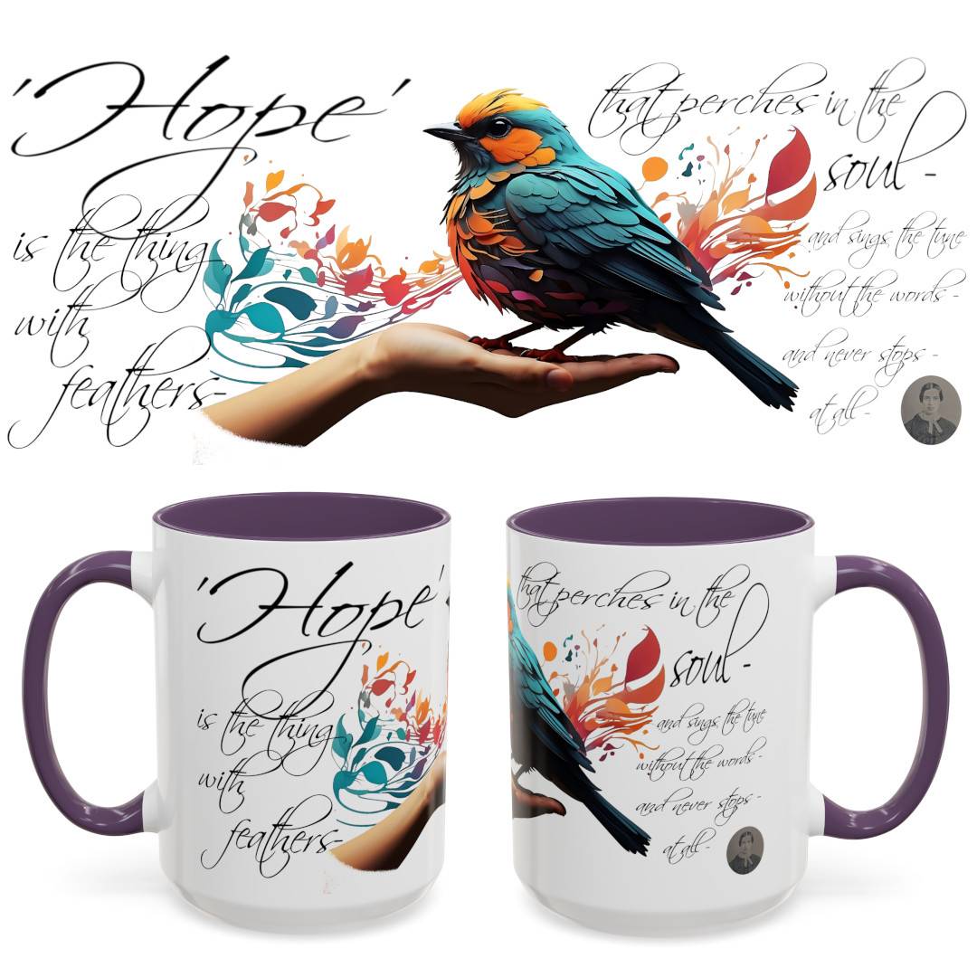 Hope is the Thing with Feathers Accent Coffee Mug