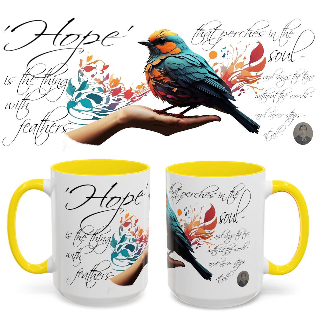 Hope is the Thing with Feathers Accent Coffee Mug