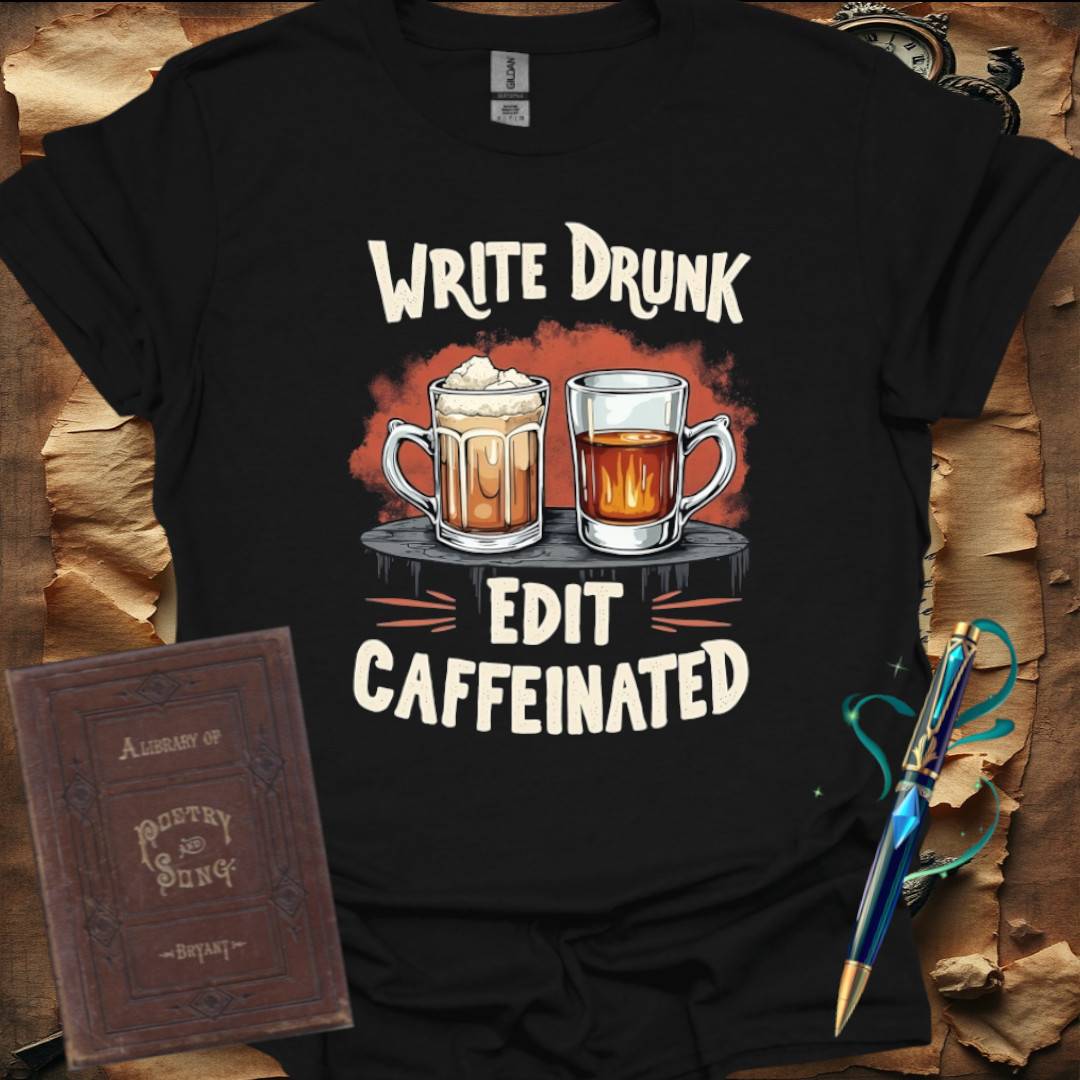 Write Drunk Edit Cafeinated T-Shirt