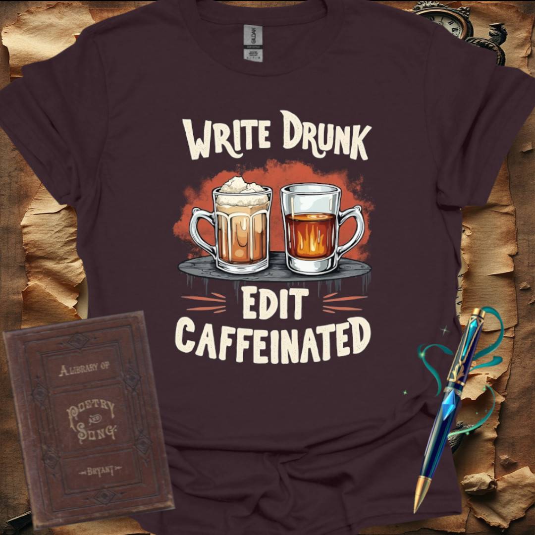 Write Drunk Edit Cafeinated T-Shirt