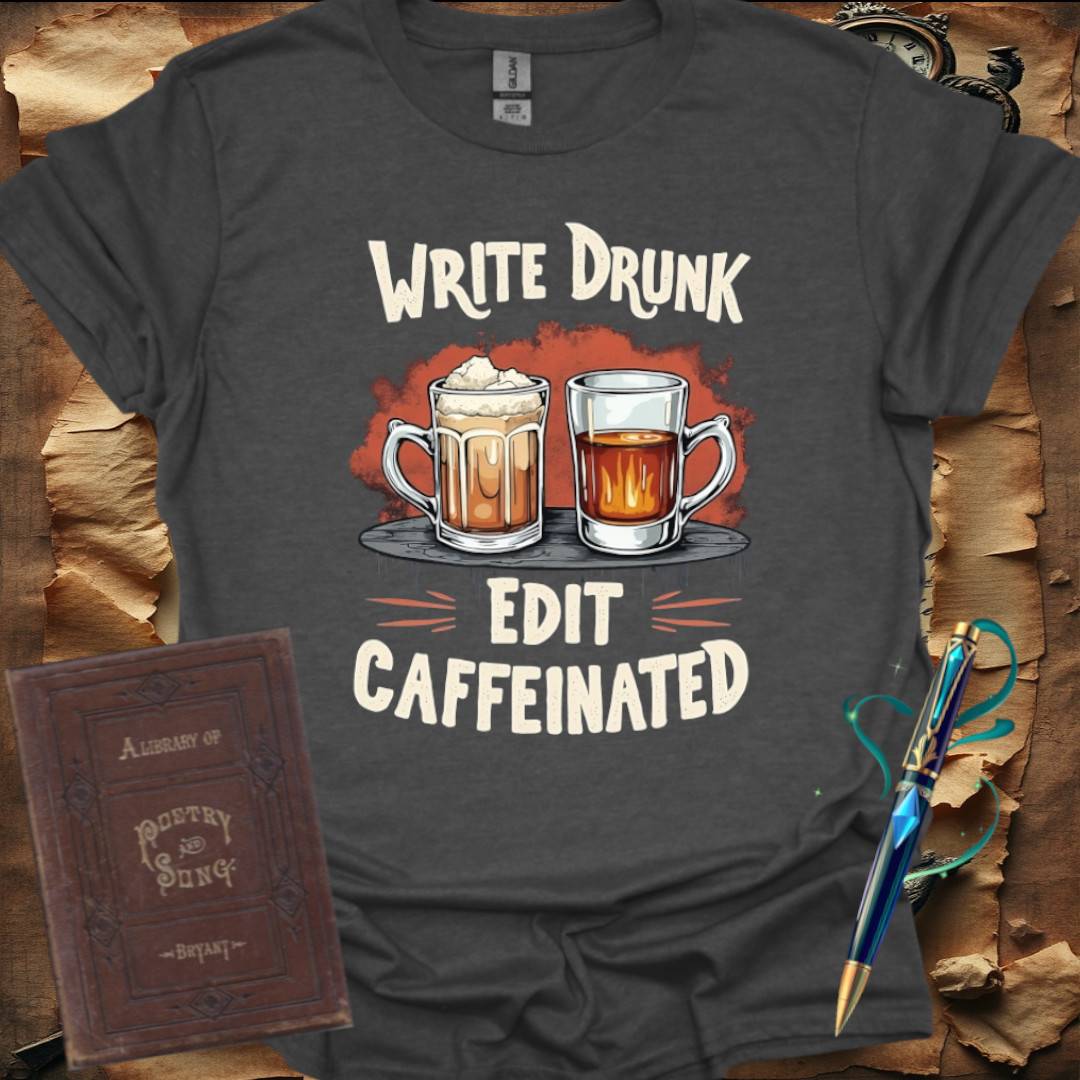 Write Drunk Edit Cafeinated T-Shirt