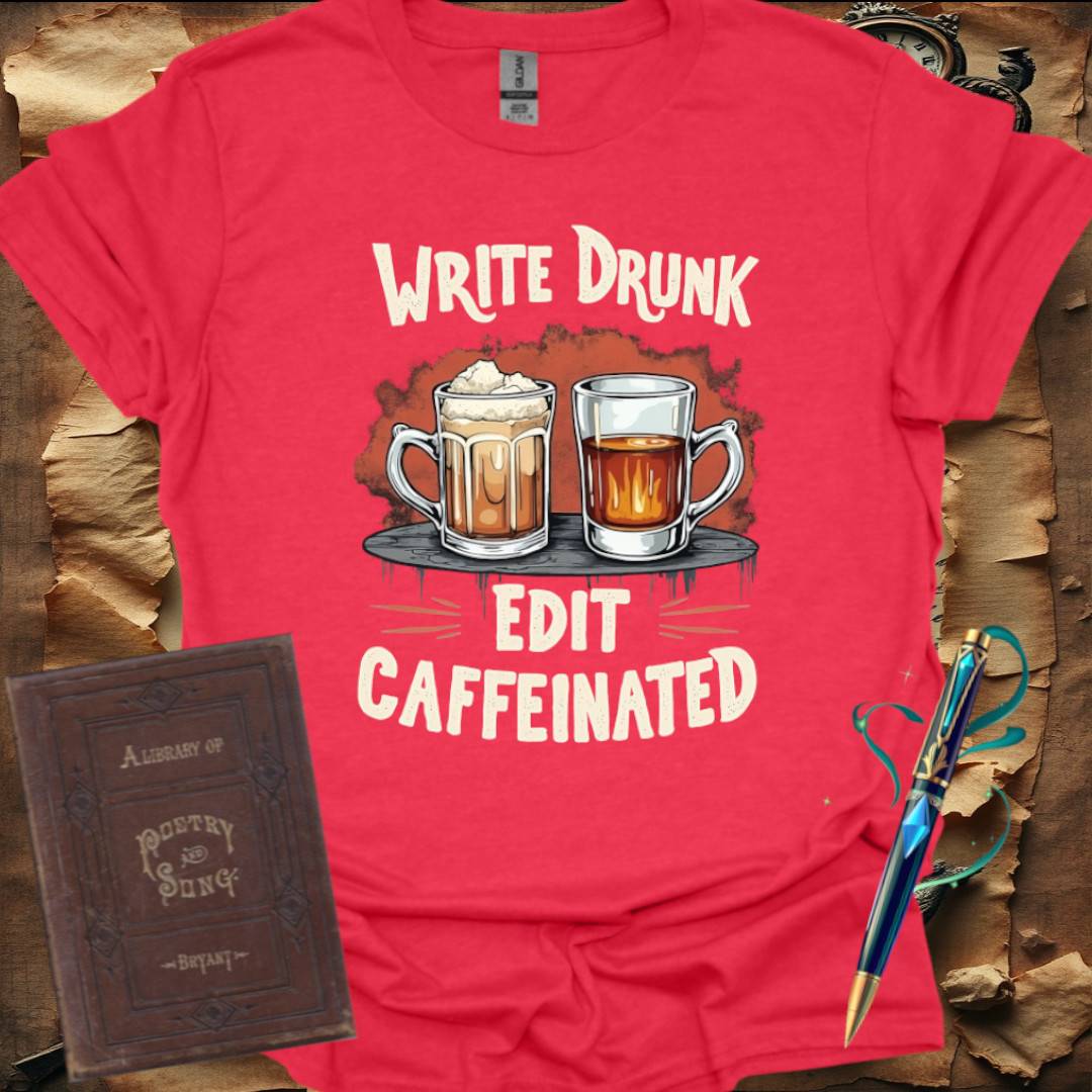 Write Drunk Edit Cafeinated T-Shirt