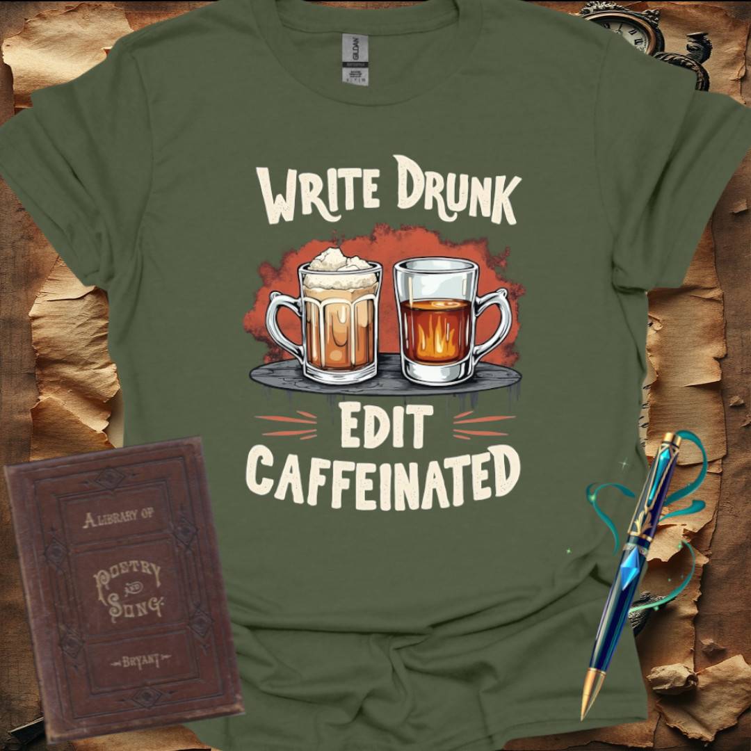 Write Drunk Edit Cafeinated T-Shirt