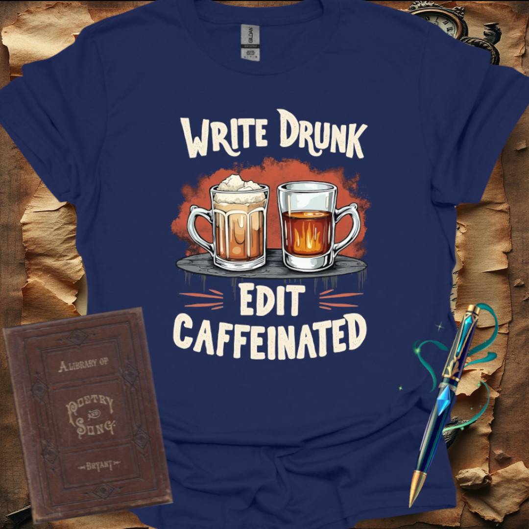 Write Drunk Edit Cafeinated T-Shirt