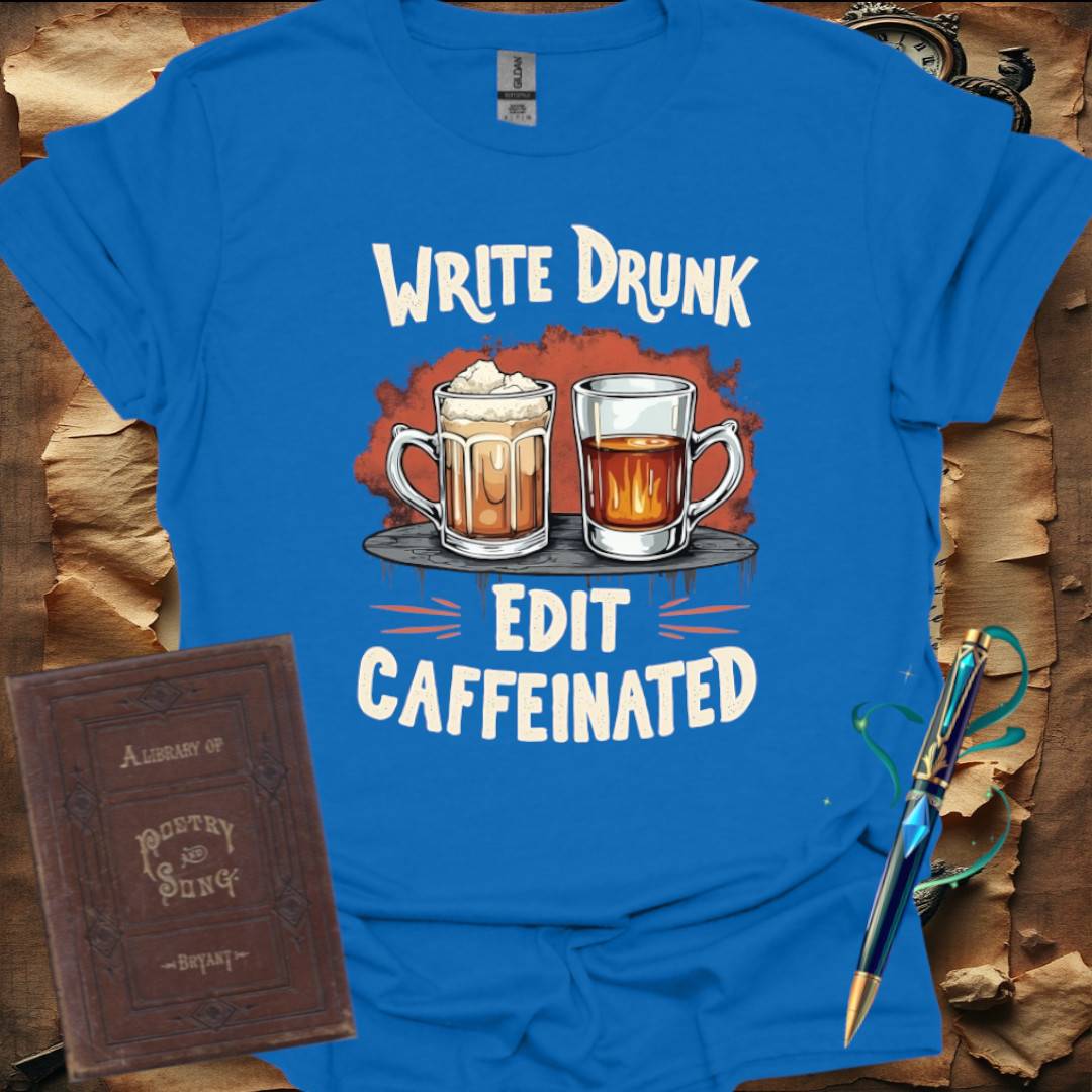 Write Drunk Edit Cafeinated T-Shirt