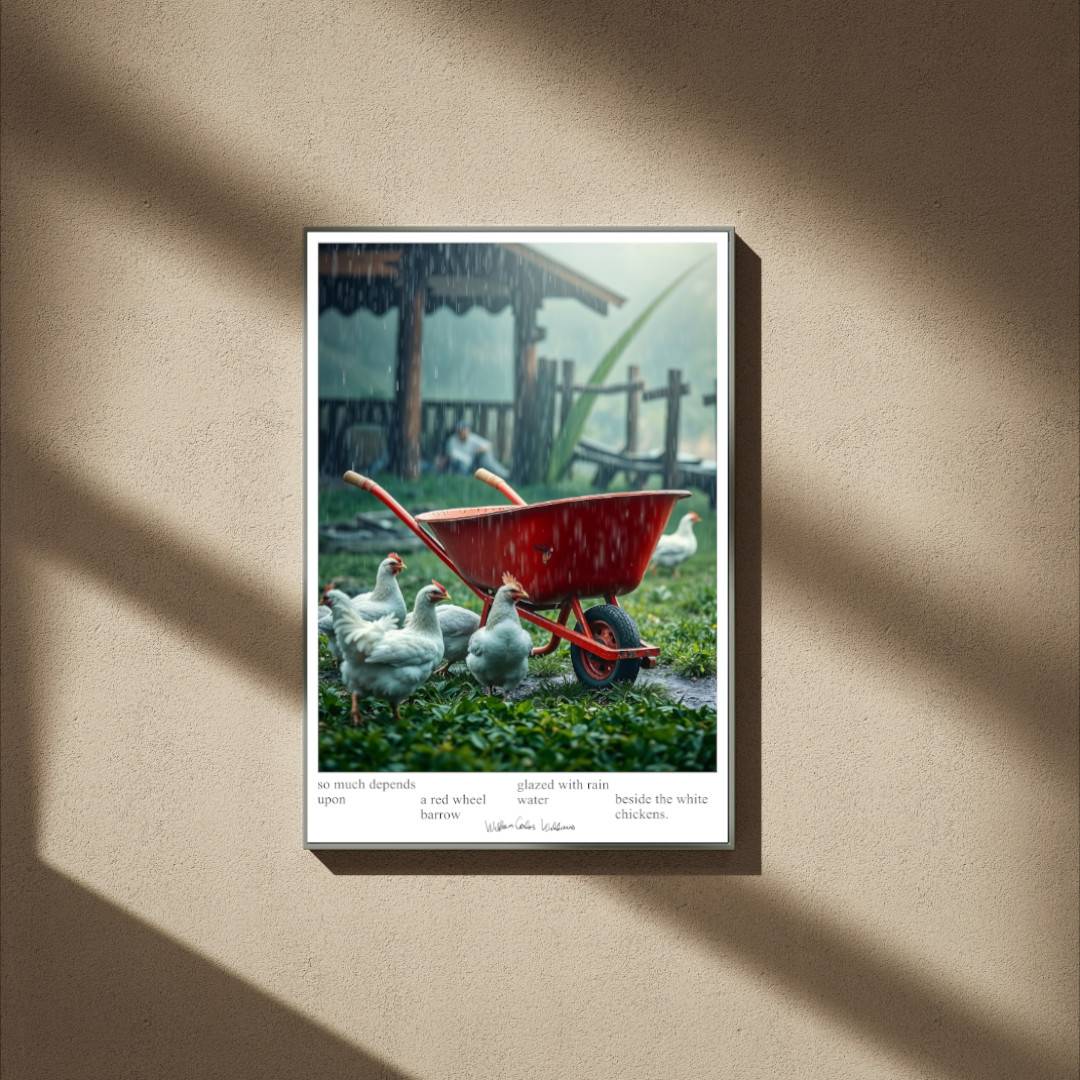 a red wheelbarrow —  Williams Art Print