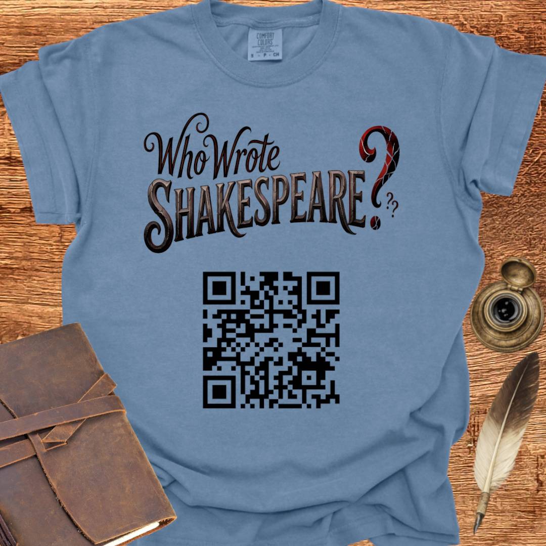 Who Wrote Shakespeare? QR Code - Shakespearean T-shirt