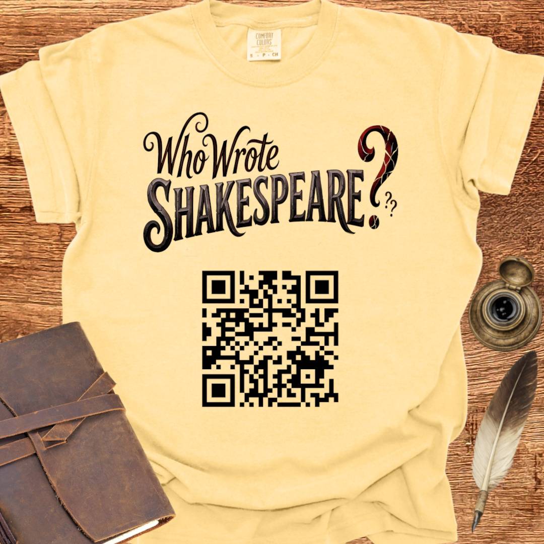 Who Wrote Shakespeare? QR Code - Shakespearean T-shirt