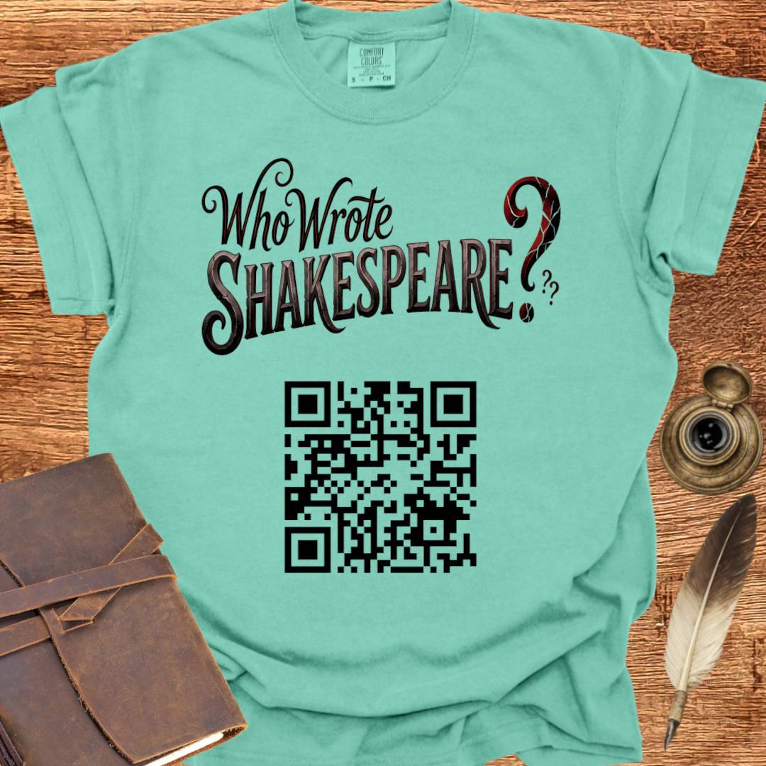 Who Wrote Shakespeare? QR Code - Shakespearean T-shirt