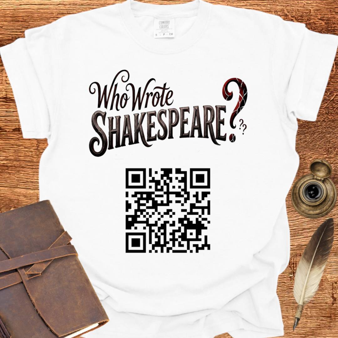 Who Wrote Shakespeare? QR Code - Shakespearean T-shirt