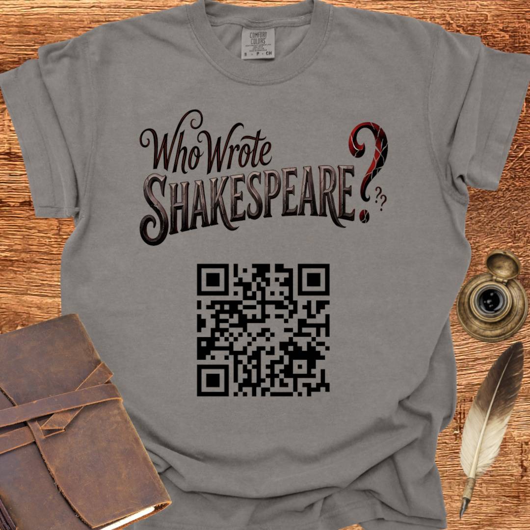 Who Wrote Shakespeare? QR Code - Shakespearean T-shirt