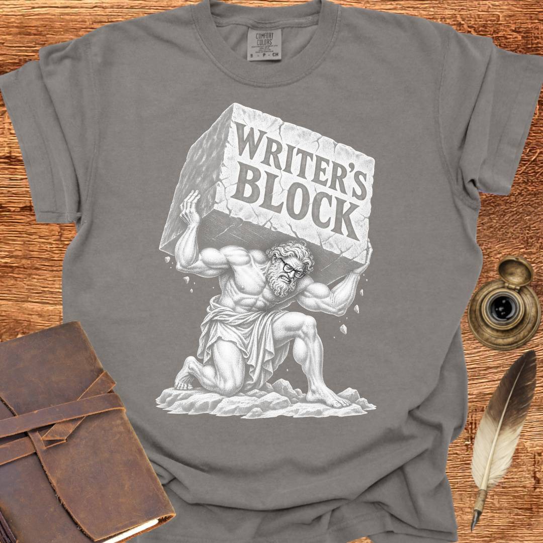 Atlas with Writer's Block - Writing T-shirt