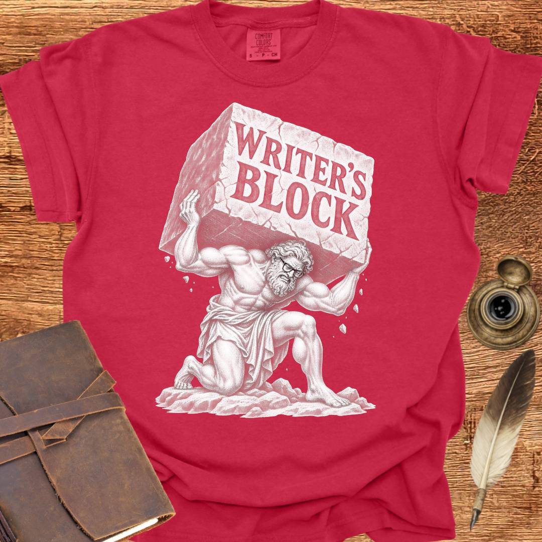 Atlas with Writer's Block - Writing T-shirt