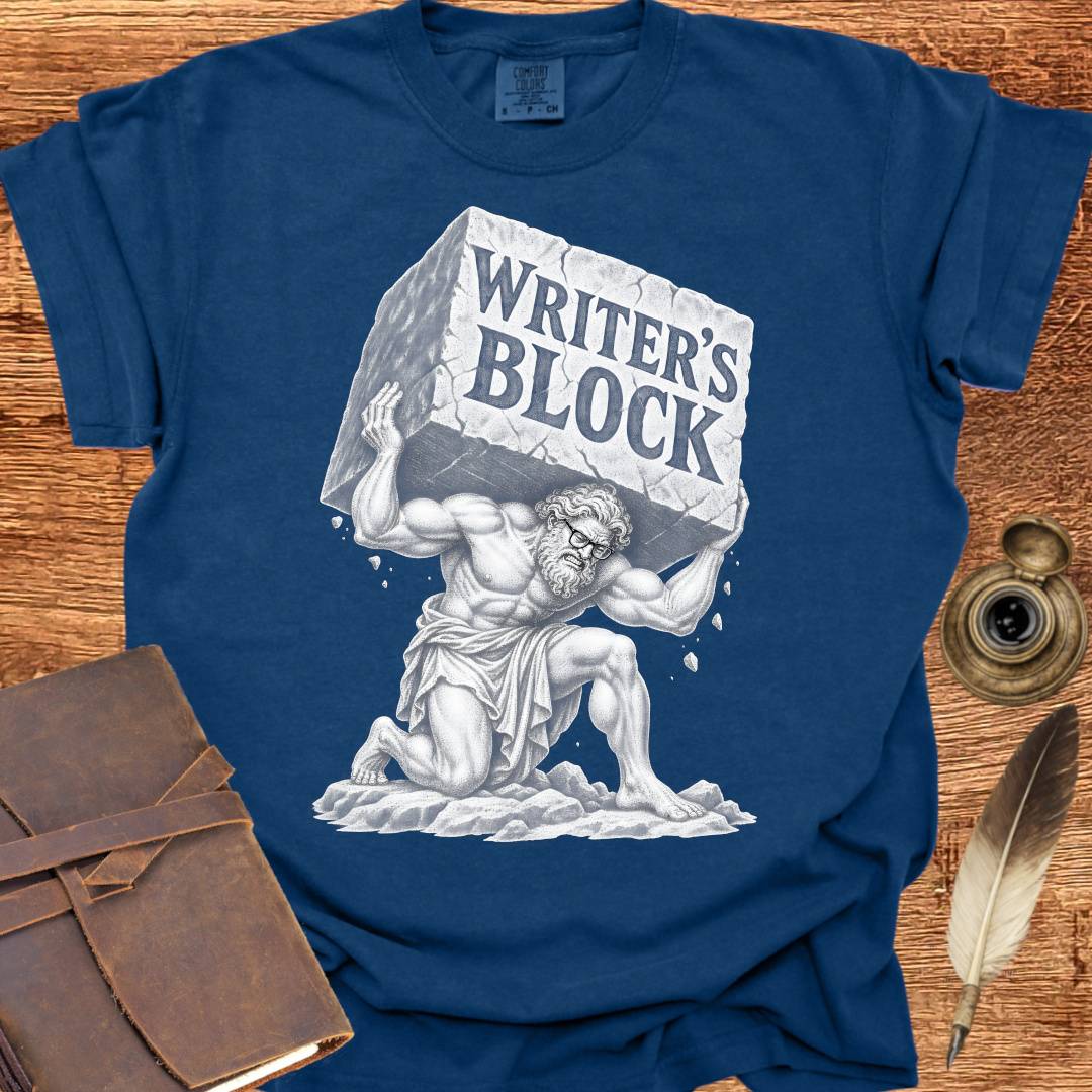 Atlas with Writer's Block - Writing T-shirt