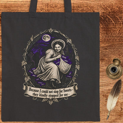 Because I couldn't stop for Sweets - Dickinson Canvas Tote