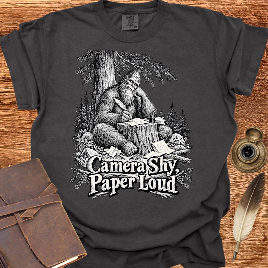 Camera Shy, Paper Loud - Poetry T-shirt