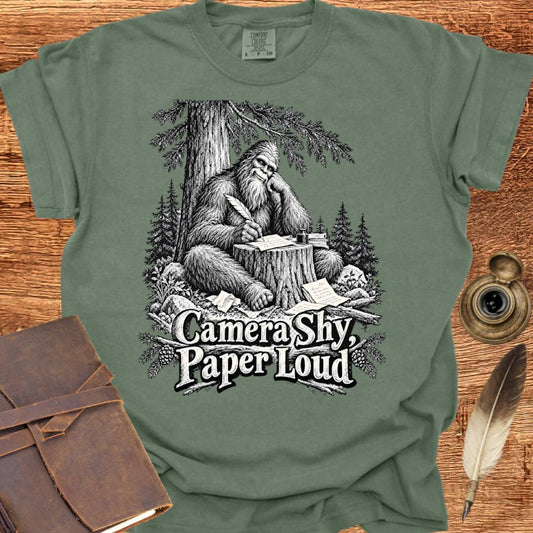 Camera Shy, Paper Loud - Poetry T-shirt