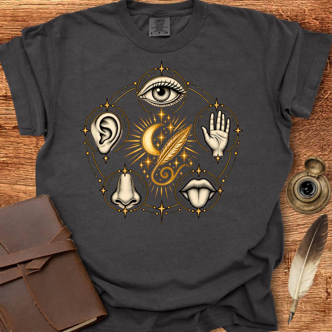 5 senses feed your Poetic Sense - Poetry T-shirt