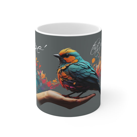 Hope is the thing with feathers 11 oz Grey Mug