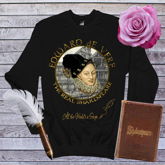 Edward de Vere the Real Shakespeare Graphic Sweatshirt - Black