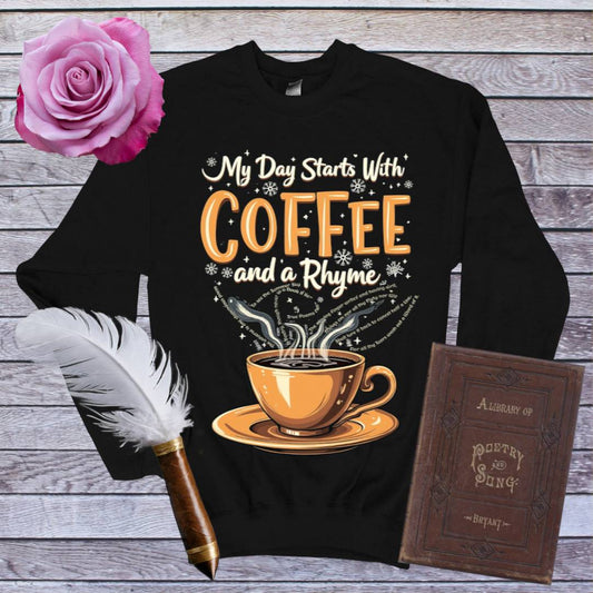 Coffee and a Rhyme Graphic Sweatshirt - Black