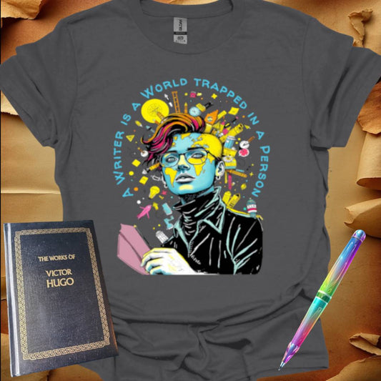 A Writer is a World trapped in a Person T-Shirt