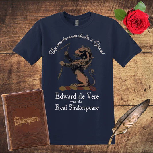 Edward de Vere Shakes a Speare Graphic T-shirt - Navy