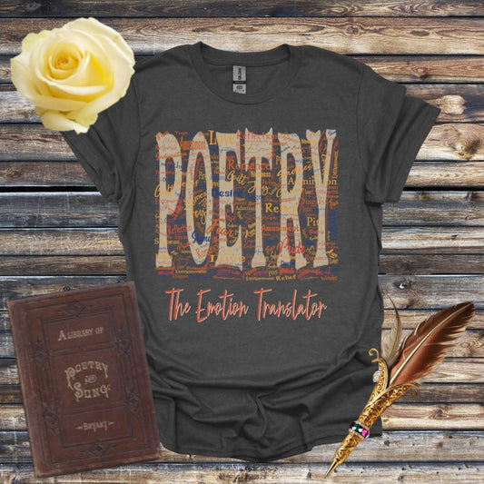 Poetry The Emotion Translator Graphic T-shirt - Dark Heather