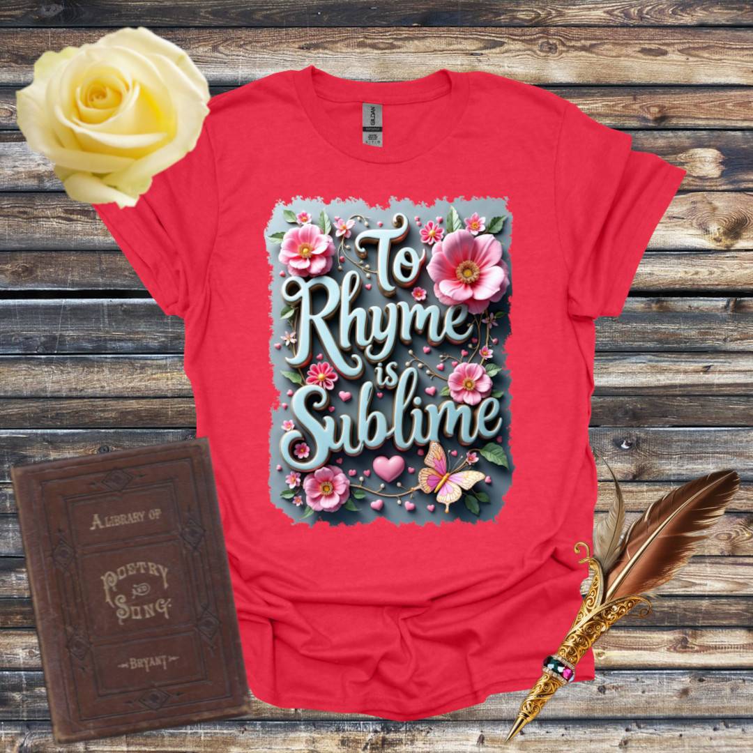 To Rhyme is Sublime Turquoise Graphic T-shirt - Heather Red