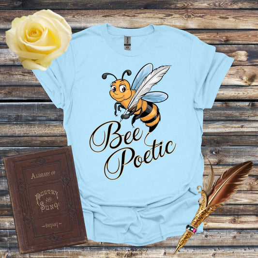 Bee Poetic Graphic T-shirt for lovers of Poetry - Light Blue