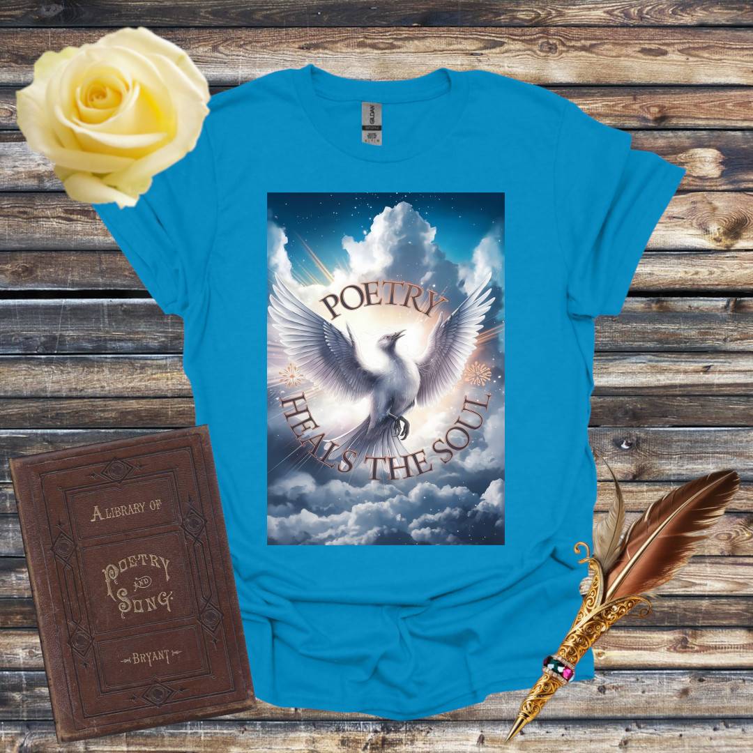 Poetry Heals the Soul Graphic T-shirt - Saphire